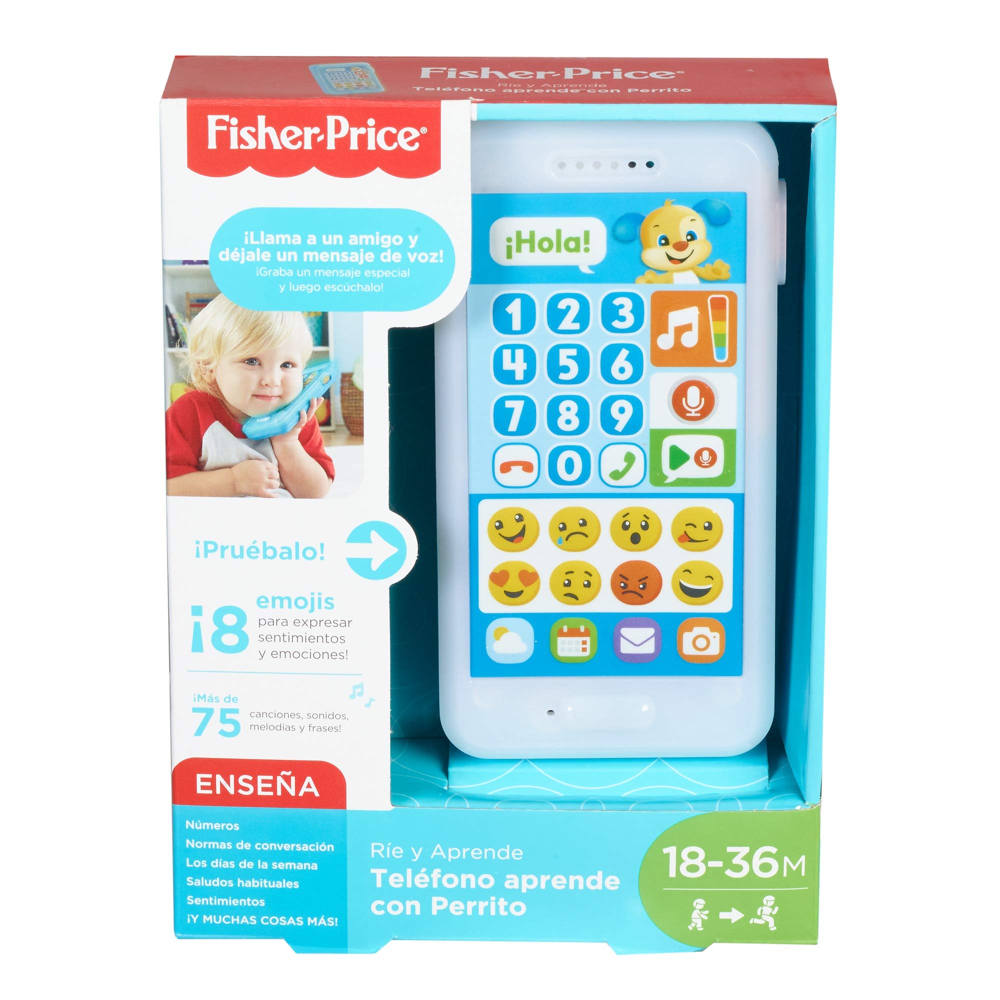Fisher-Price Teléfono aprende con perrito, juguete bebé +1 año (Mattel FPR17)