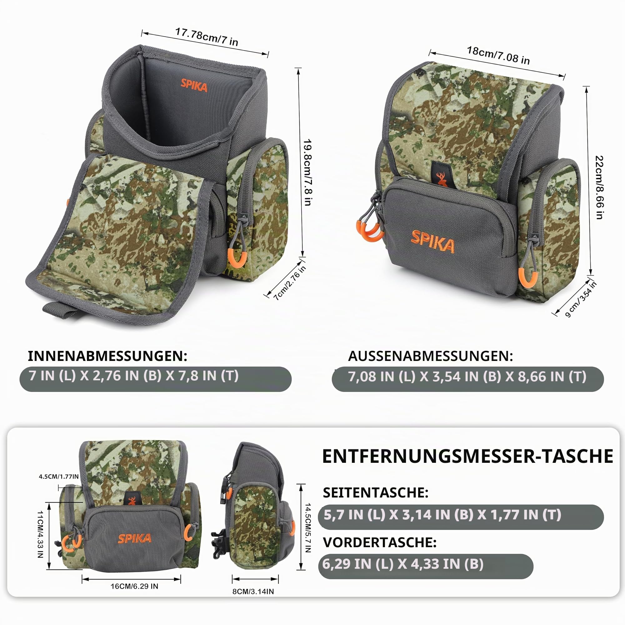 SPIKA Binocular Harness Chest Pack, Bino Case with Rangefinder Waterproof Pouch for Hunting