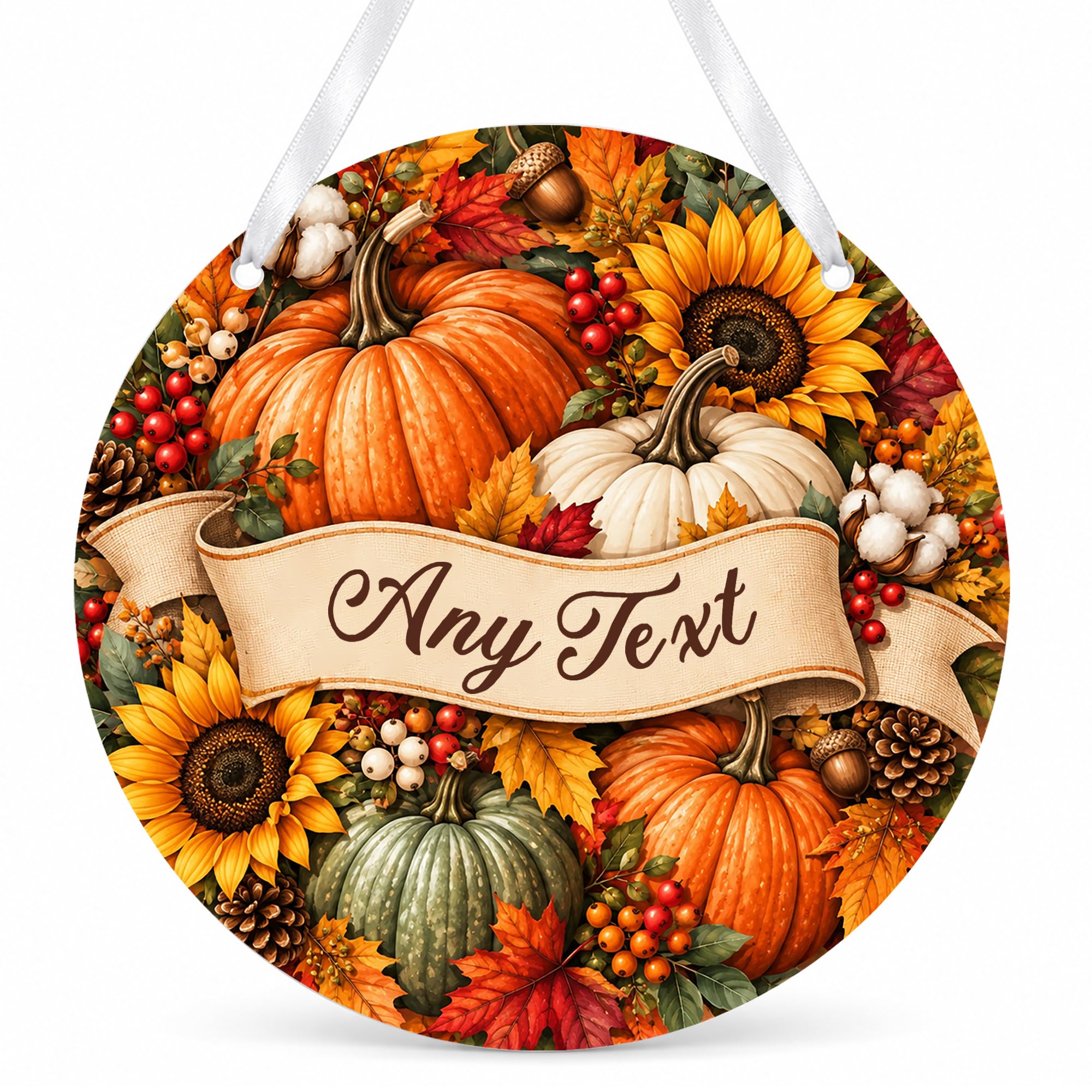 EDSG Personalised Door Signs and Plaques for Autumn Decor, Acrylic Garden Signs Front Door Plaque Living Room Decor, Pumpkin Autumn Ornaments Gift for Housewarming Fall Harvest Thanksgiving
