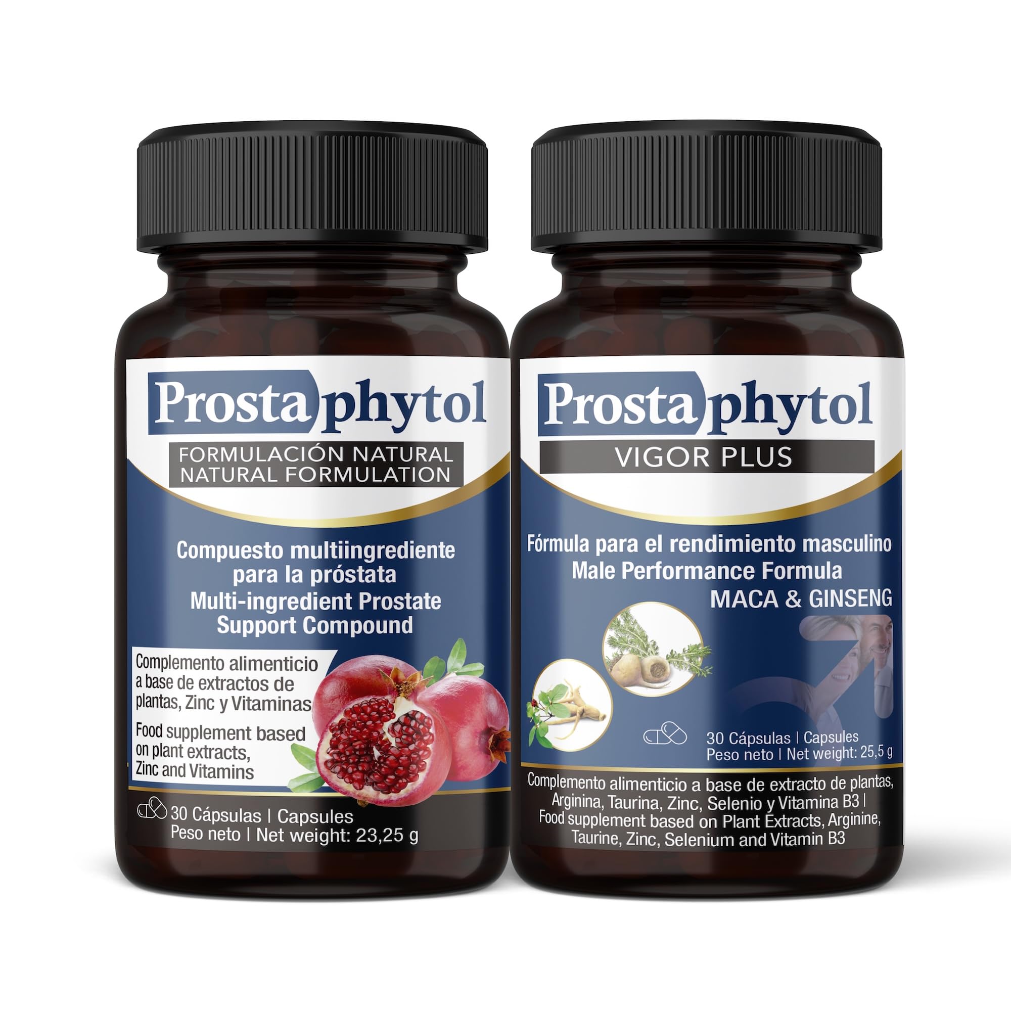 Pack Salud Masculina | Potencia, Energía y Bienestar Diario en 2 Botes | Saw Palmetto, Maca, Ginseng, Ginkgo Biloba y Muira Puama | Salud Prosta y Ayuda Regulación Urinaria | Vigor Natural | 2x30 Cáps