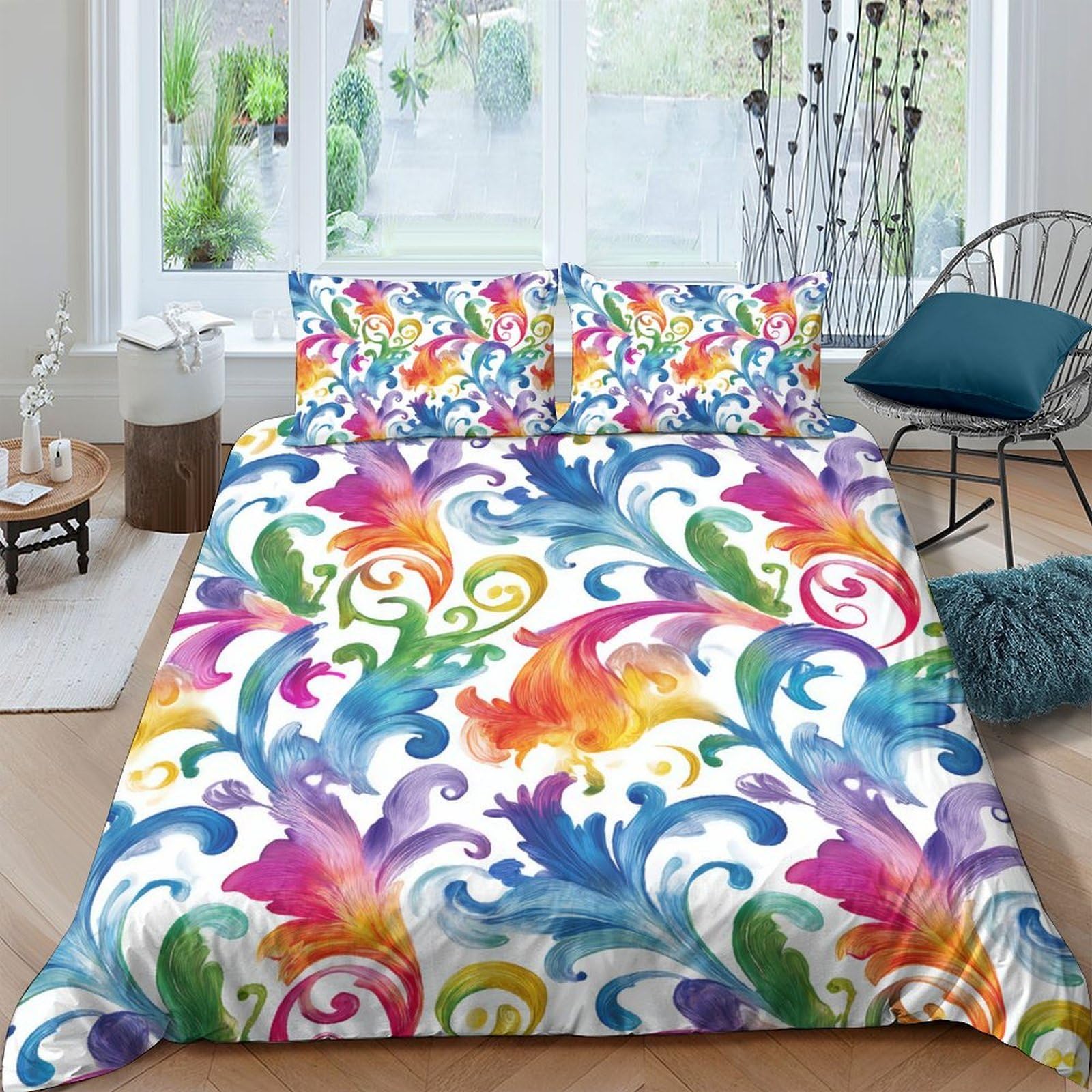 Ctjqhvkz Style-7 3D Printed Watercolor Swirl Fitted Sheet Microfiber Vibrant Abstract Bed Sheet For Bedroom Guestroom Decor Single（135X200cm）