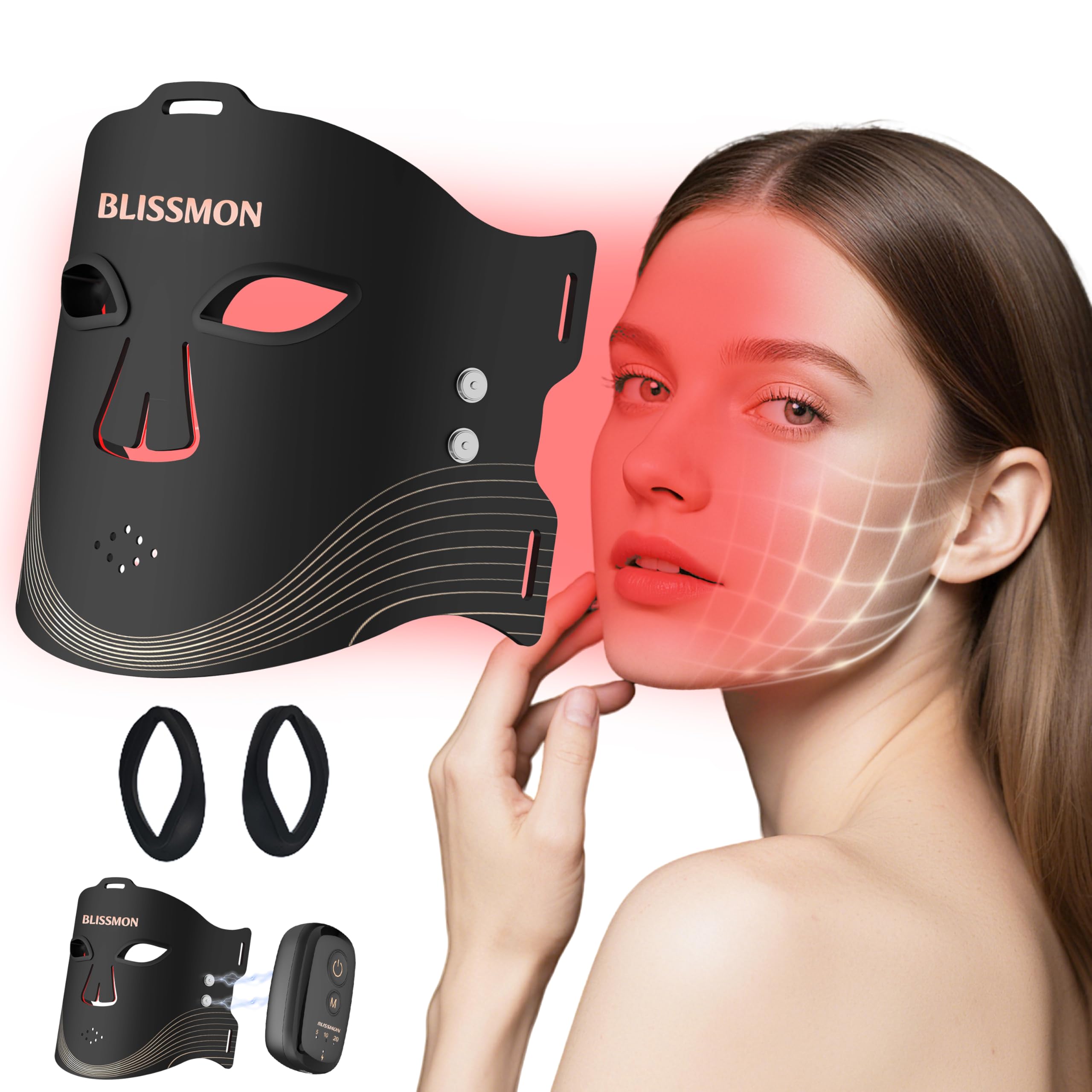Red Light Therapy for Face 336 LED Face Mask Light Therapy 4 Color Modes with Wireless Timer Controller