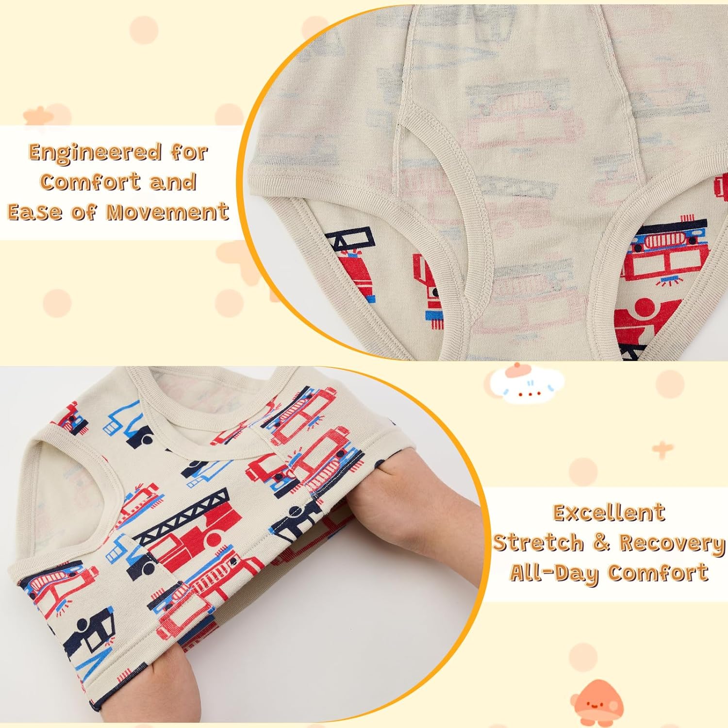 ANLUKE Boys Briefs Underwear 100% Cotton Soft Underwear for Toddler with Dinosaur Truck Ocean Patterns - Image 4