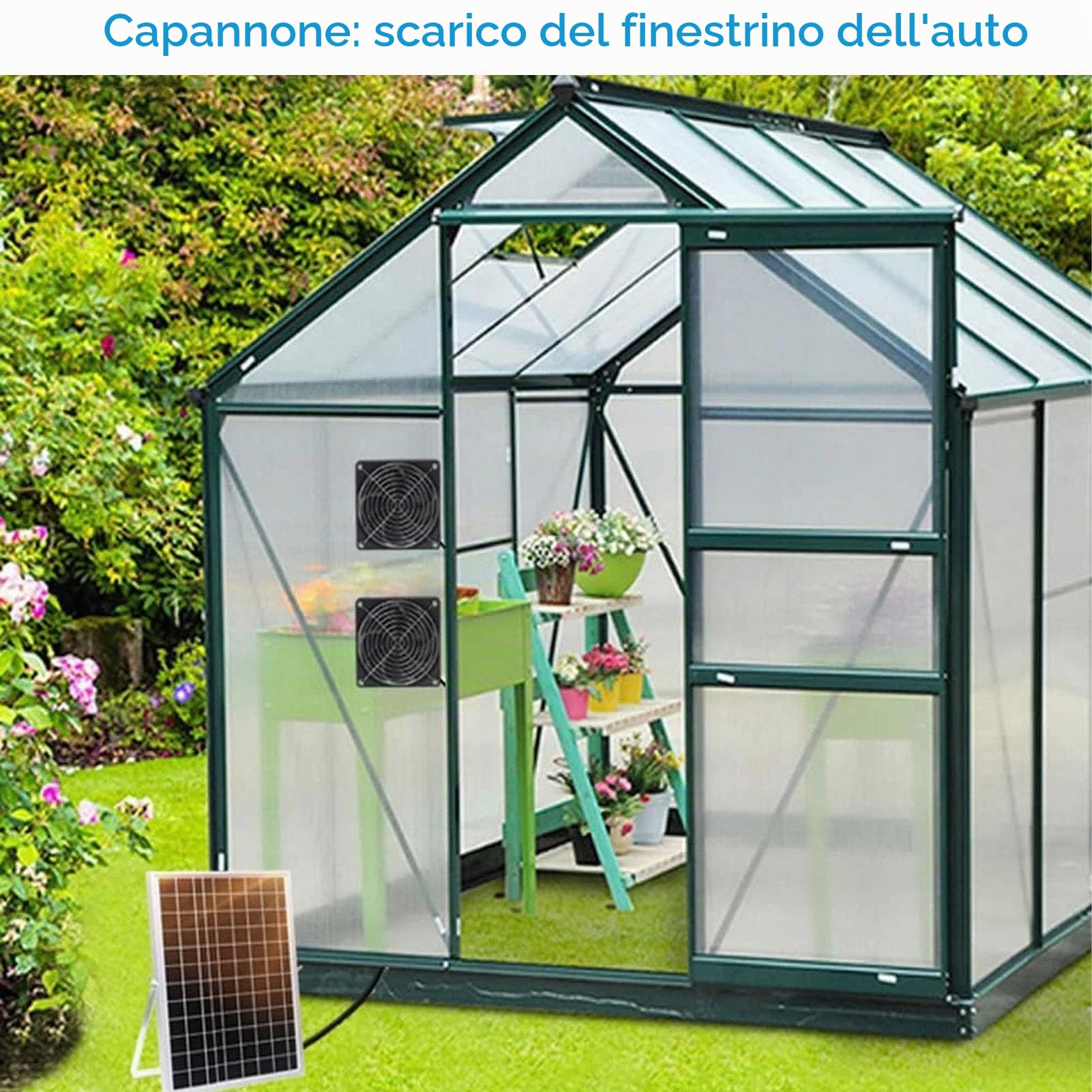 Kit Ventola Solare Doppia per Raffreddamento Serra e Ventilazione Pannello Fotovoltaico Esterno
