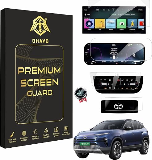 OHAYO Combo Screen Protector for Tata Harrier EV 2025 (Empowered 75) | 14.5” Infotainment + 10.25” Instrument Cluster + St...