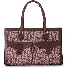 Christian Dior, Pre-loved Burgundy Trotter Canvas Double Pocket Tote, Burgundy