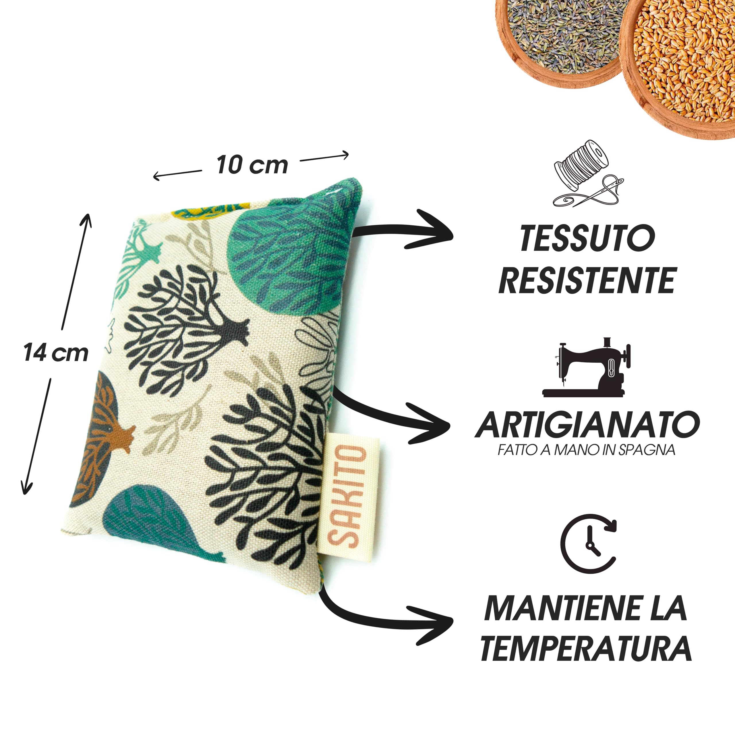 2 (uds) Cuscino Termico Microonde (14x10 cm) - Terapia Naturale per i Colici - Calore Naturale per la Pancia e per Eliminare i Gas - Sicuro per i Bambini - Tessuto di Prima Qualità