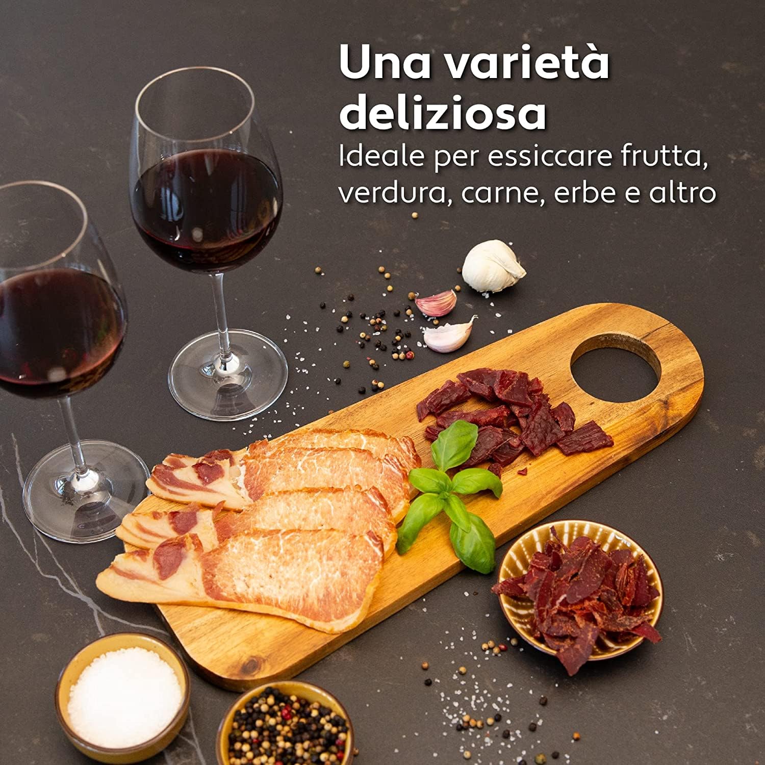Vita5 Essiccatore Alimentare con 6 Vassoi in Acciaio Inox - Essicatore Frutta e Verdura 24 Ore Timer - Disidratatore Alimenti Temperatura Regolabile 35-75°C - 650W Essiccatore da Casa in Inox