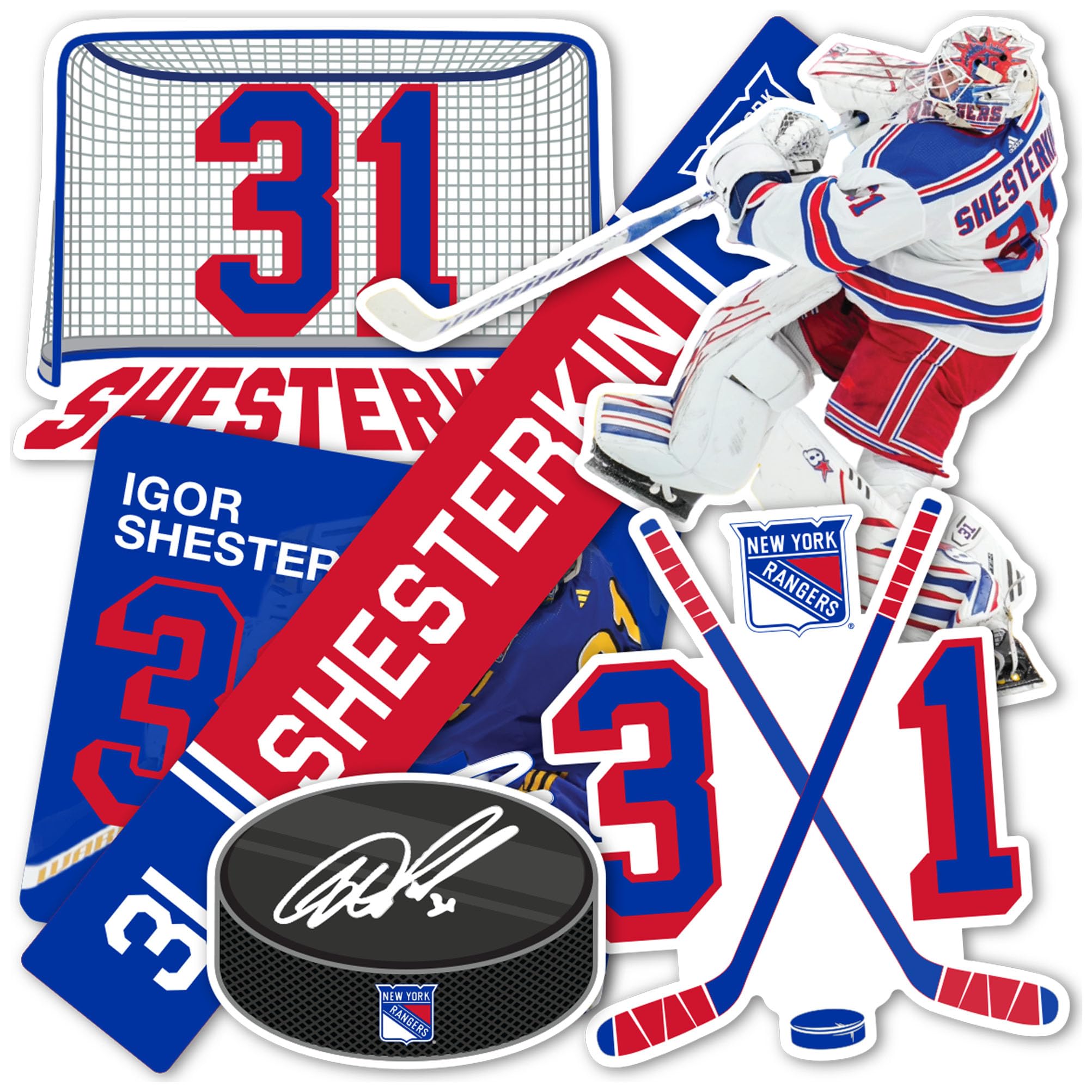 Sticker New York Rangers Igor Shesterkin NHL pour personnaliser votre voiture et gourde sport