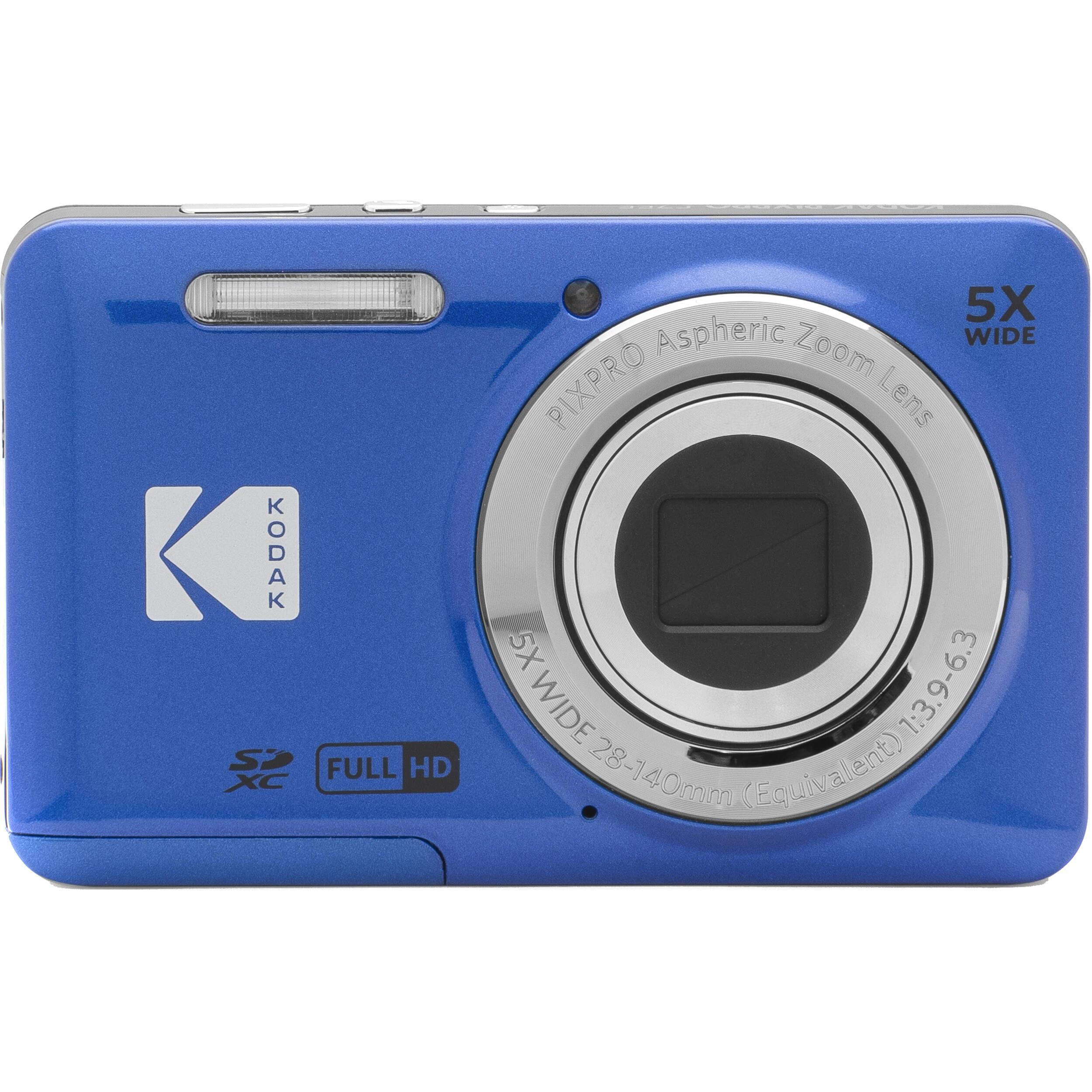 Kodak PIXPRO FZ55 Appareil photo numérique 16 MP Zoom optique 5x 28 mm Grand angle 1080p Full HD Vidéo LCD 2,7" + carte et lecteur de 64 Go + portefeuille mémoire + trépied + kit de nettoyage