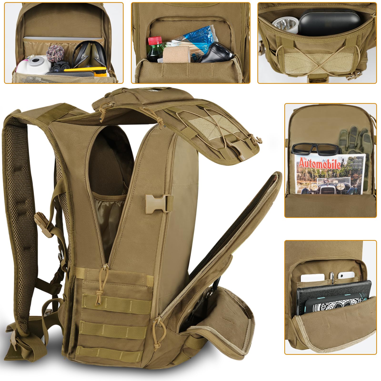 YOREPEK 50L Militär Rucksack, Groß Taktischer Rucksack, Wanderrucksack Herren Bundeswehr Outdoor Arbeit Survival Wasserdicht Travel Assault Tactical Backpack für Trekking Camping Reisen Jagd
