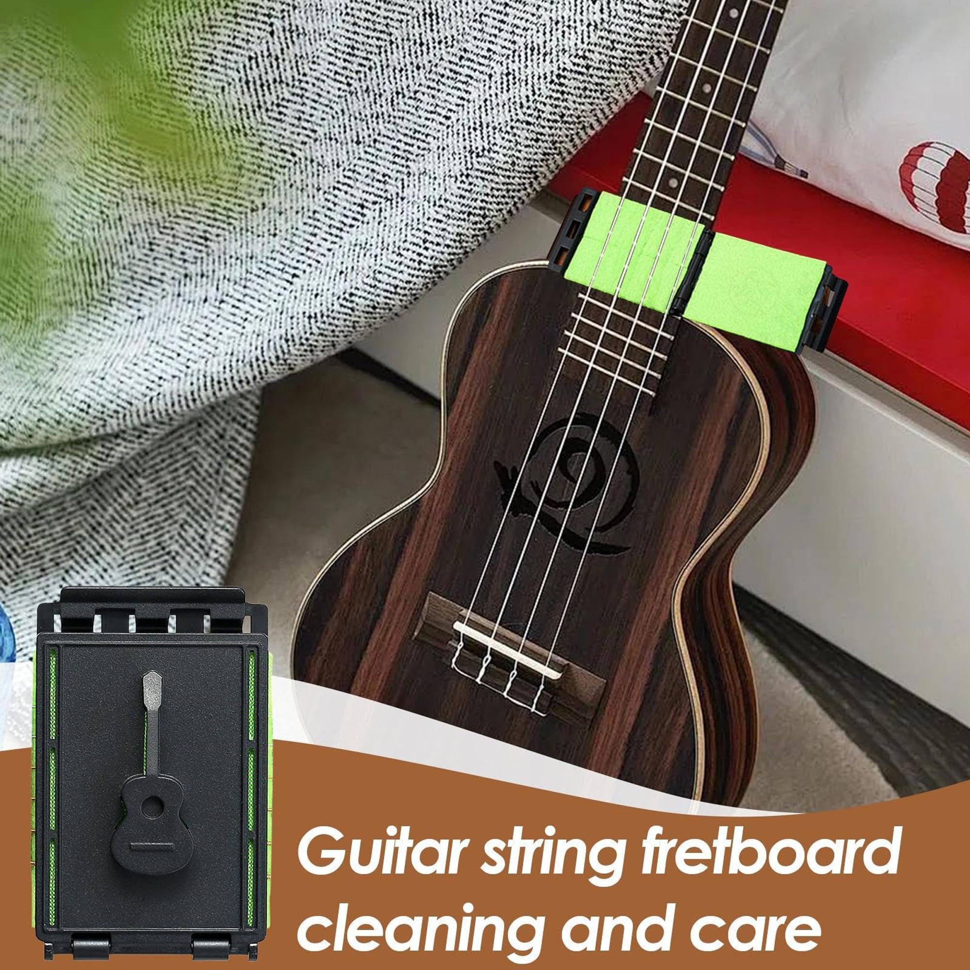 Limpiador de cuerdas para diapasón de guitarra, paños de limpieza rápida para trastes, herramientas para eliminar manchas ocultas, accesorios de mantenimiento, hilo (6Pcs, Rust removal)