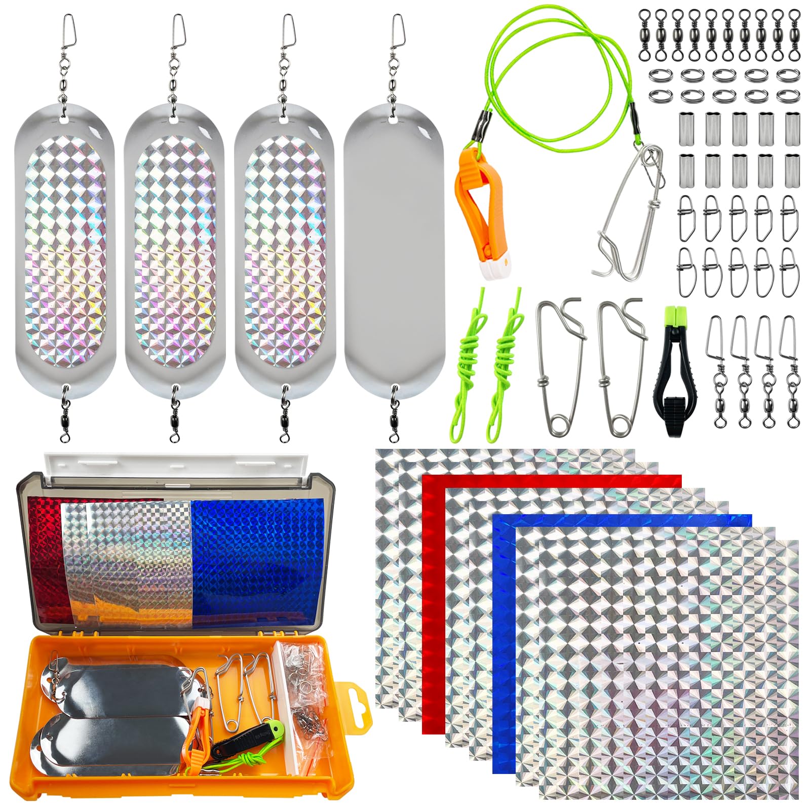 FREE FISHER 63pcs Fishing Dodgers Flashers Making Kit Spinnerbait Pre-Rigged for Trolling Salmon Trout Fishing Lures Saltwater : Sports & Outdoors