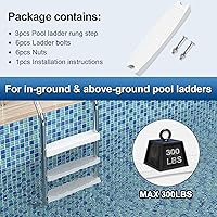Vista 2 de Goovilla Escalera de repuesto para alberca (paquete de 3) Escalera universal de plástico moldeado resistente de 18 pulgadas con 6 pernos de acero