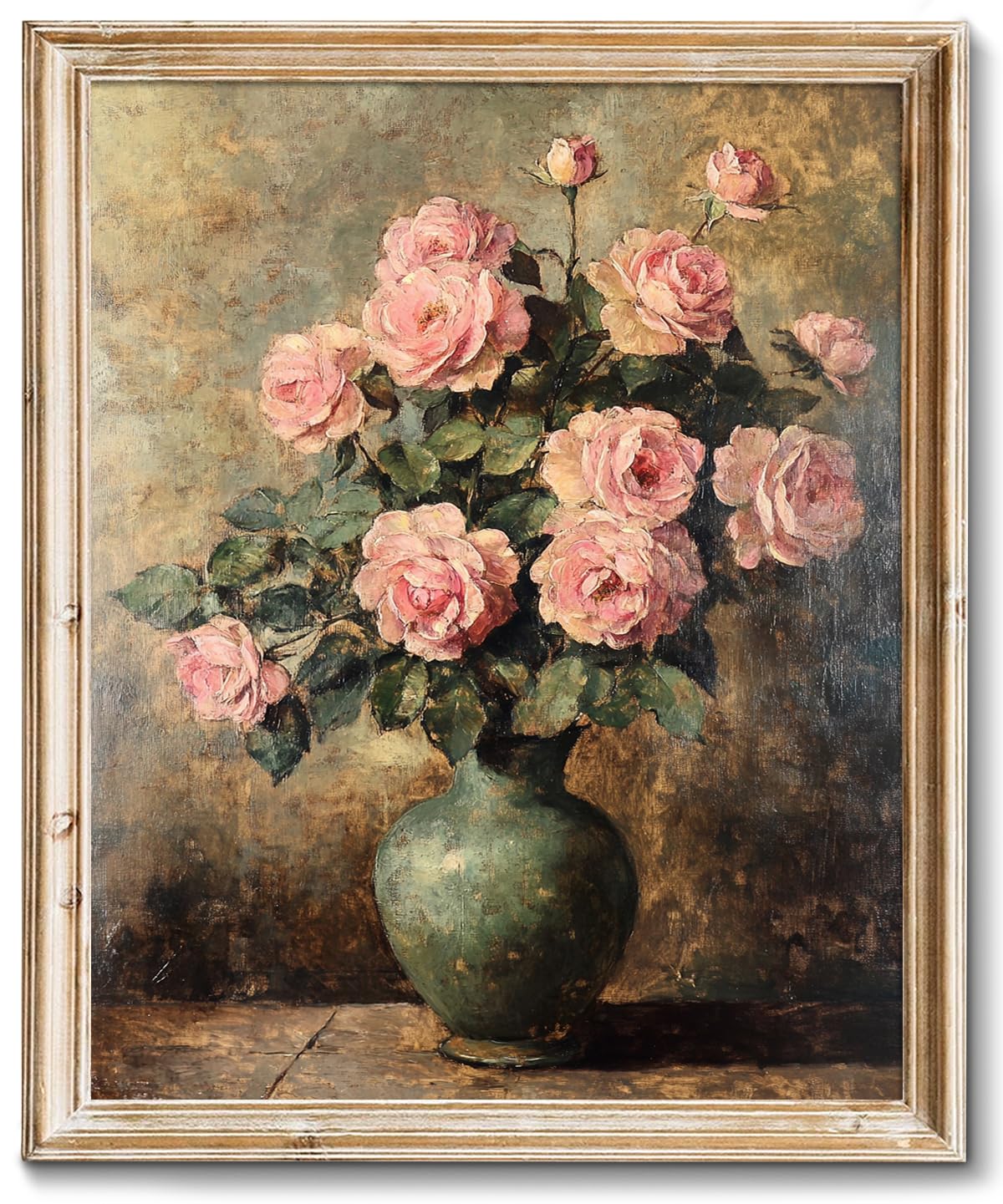 RETRART Pink Peonies Painting, Vintage Floral Art Print, Rustic Wall Decor, Unframed 10x8 inches