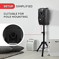 Vista 4 de Pyle Altavoz PA Bluetooth portátil de 480 W, altavoz de karaoke recargable de 8 pulgadas, sistema de audio con micrófono inalámbrico y ruedas, TWS