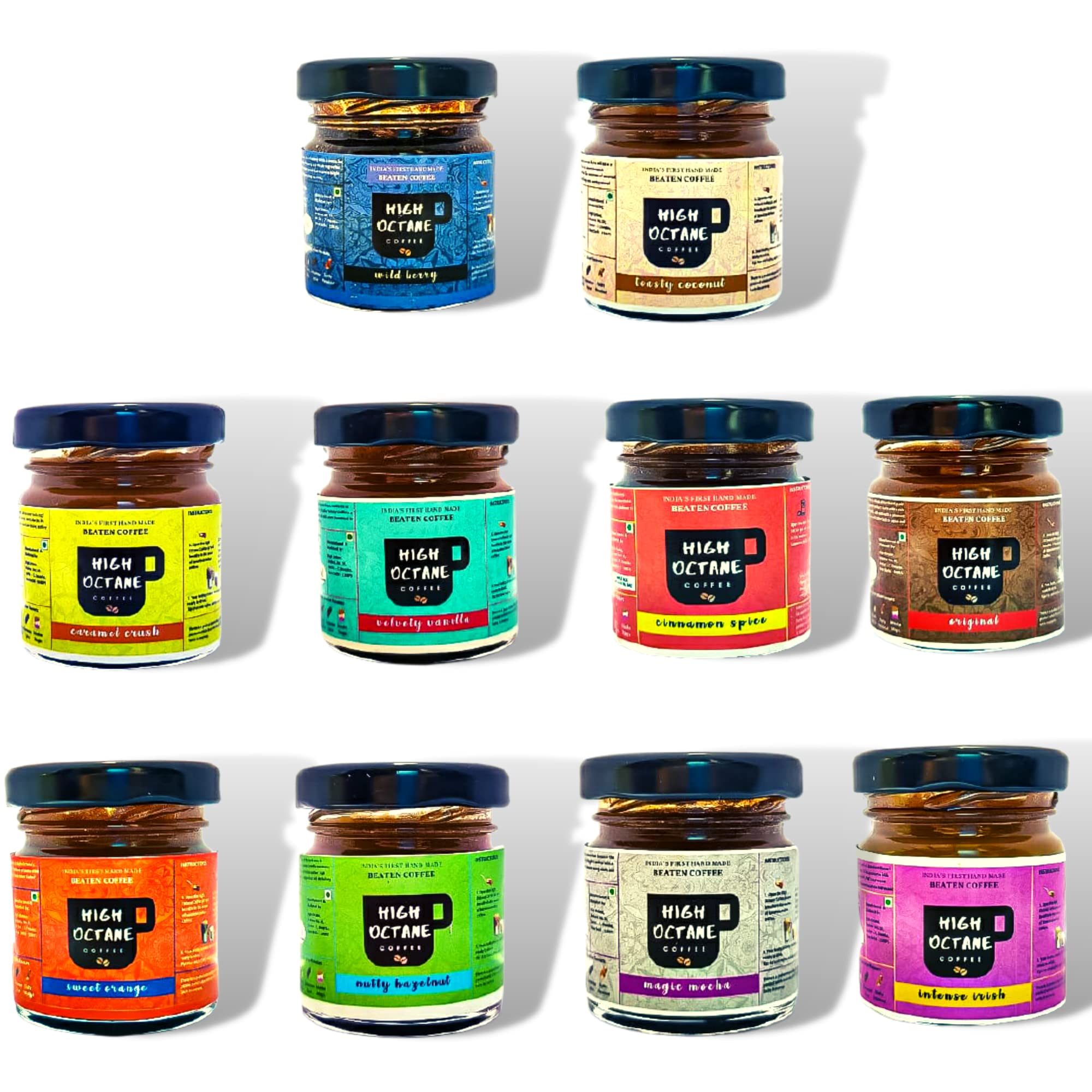 Buy High Octane Beaten Caffe, Instant Coffee Paste Sampler Set 10X30g Jar Thick, Creamy and