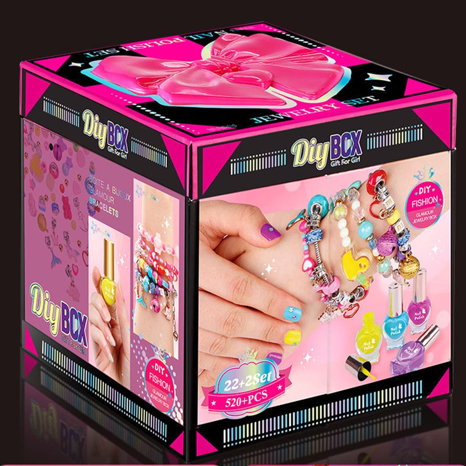 Kit Para Hacer Pulseras Con Dijes, Kit Para Hacer Joyas Para Niños | kit Para Hacer Pulseras Con Dijes De Cuentas Para Niñas, De Almacenamiento Para Hacer Joyas,Navidad Para Niñas De 4 A 12