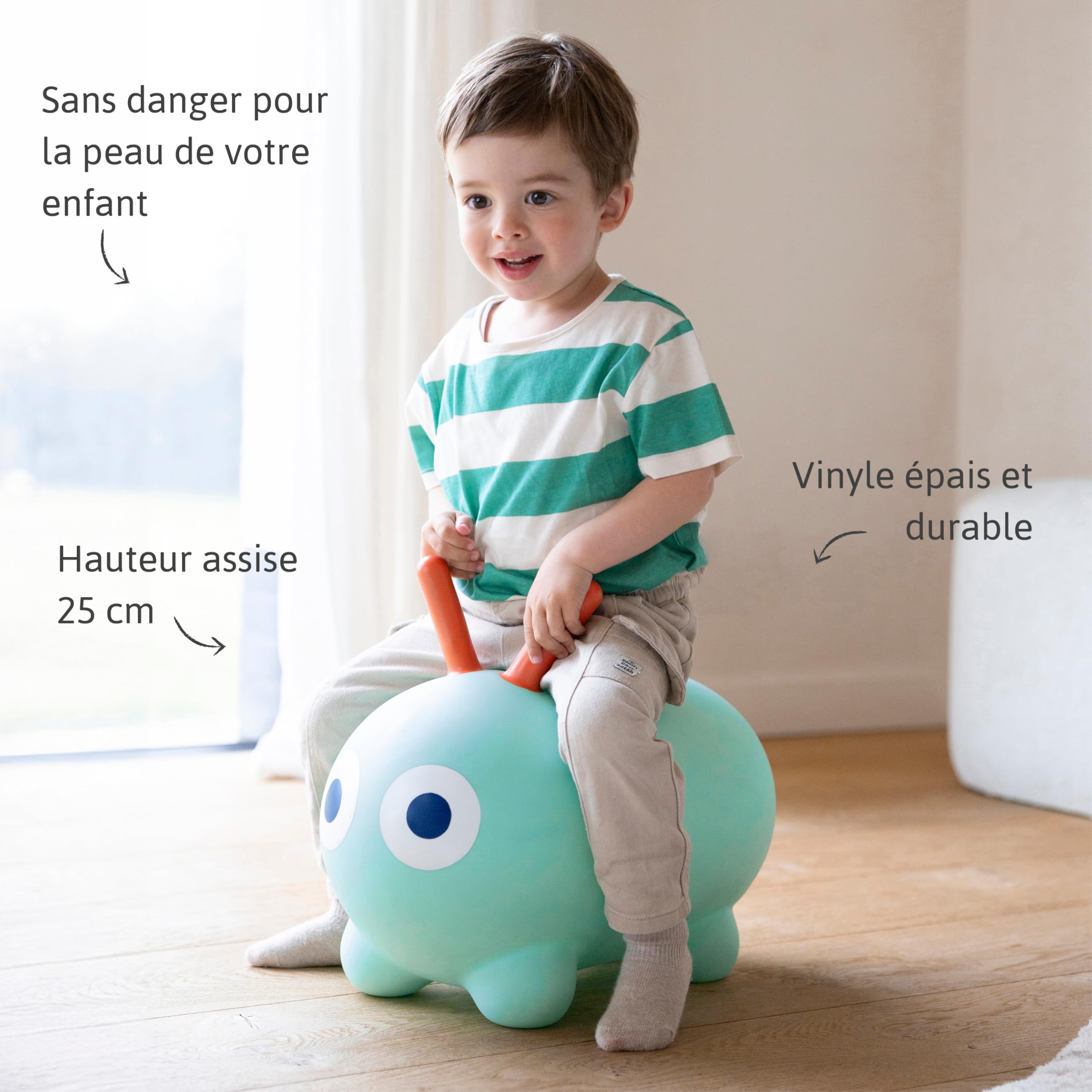 QUUT – Skippi Animal Sauteur – Juguete inflable – interior y exterior – Bomba incluida – 35 x 46 cm – Regalo – Diseño – a partir de 12 meses (verde menta)