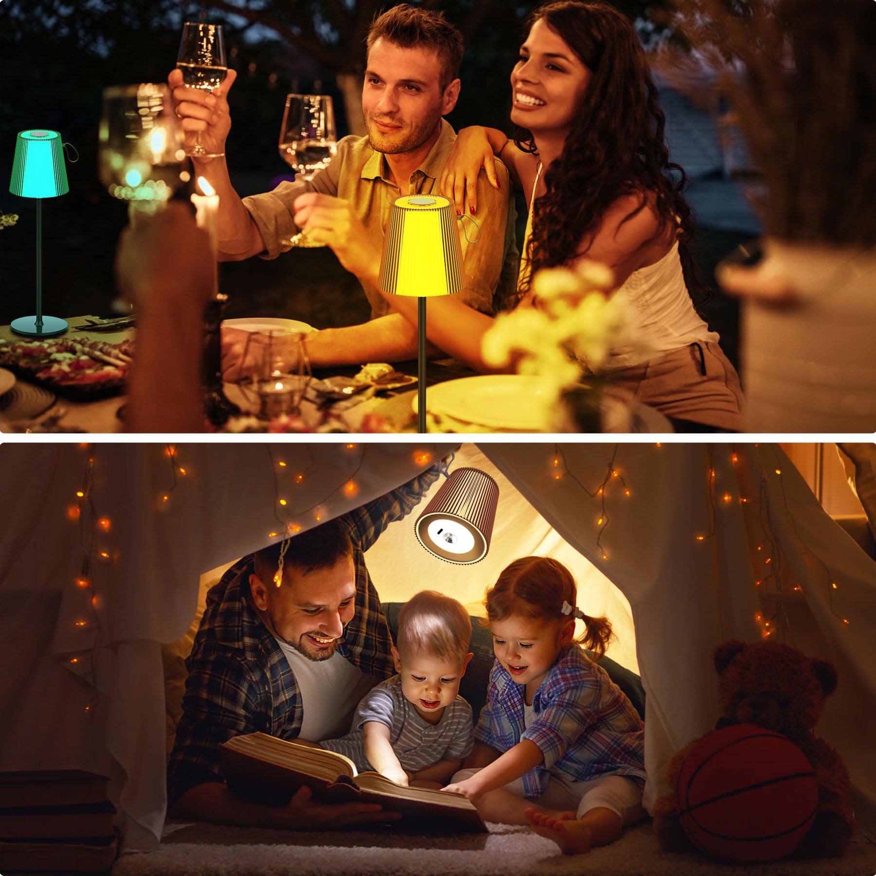 Jueholla Lampada da Scrivania, Lampada da Tavolo Senza Fili, Colore Luce Bianca 3000K+RGB, Design Magnetico, IP54 Impermeabile per Interni ed Esterni da Letto, Marrone