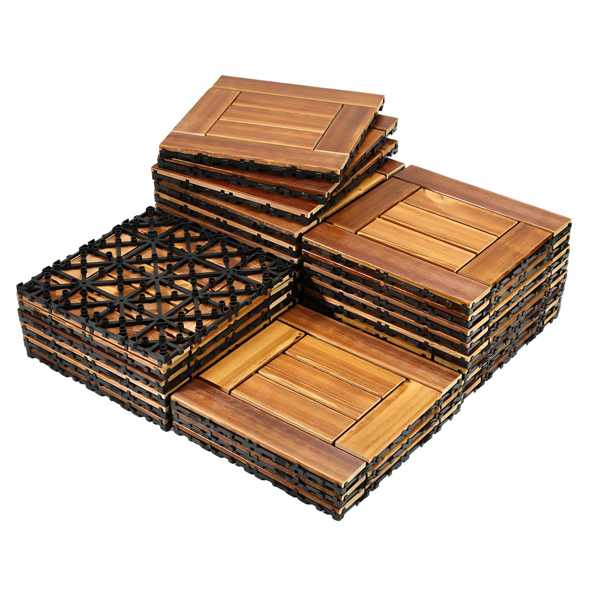 Coolpleasant 22 Pcs Interlocking Garden Deck Tiles