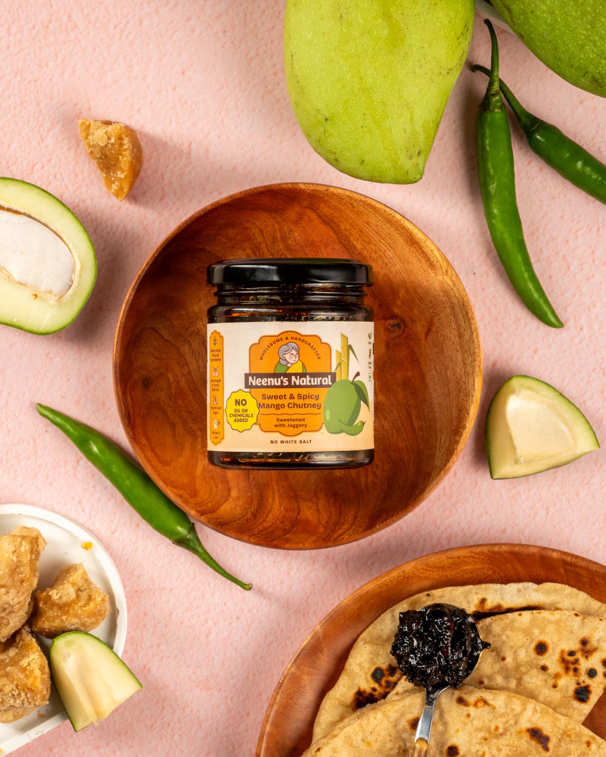 Neenu's Natural Sweet and Spicy Chutney - 200gm | Traditional Indian Mango Achaar & Pickle | No-Oil | Homemade Style Sweet Mango Preserve, Chutney & UppinKai | No Preservatives - Image 4 thumbnail