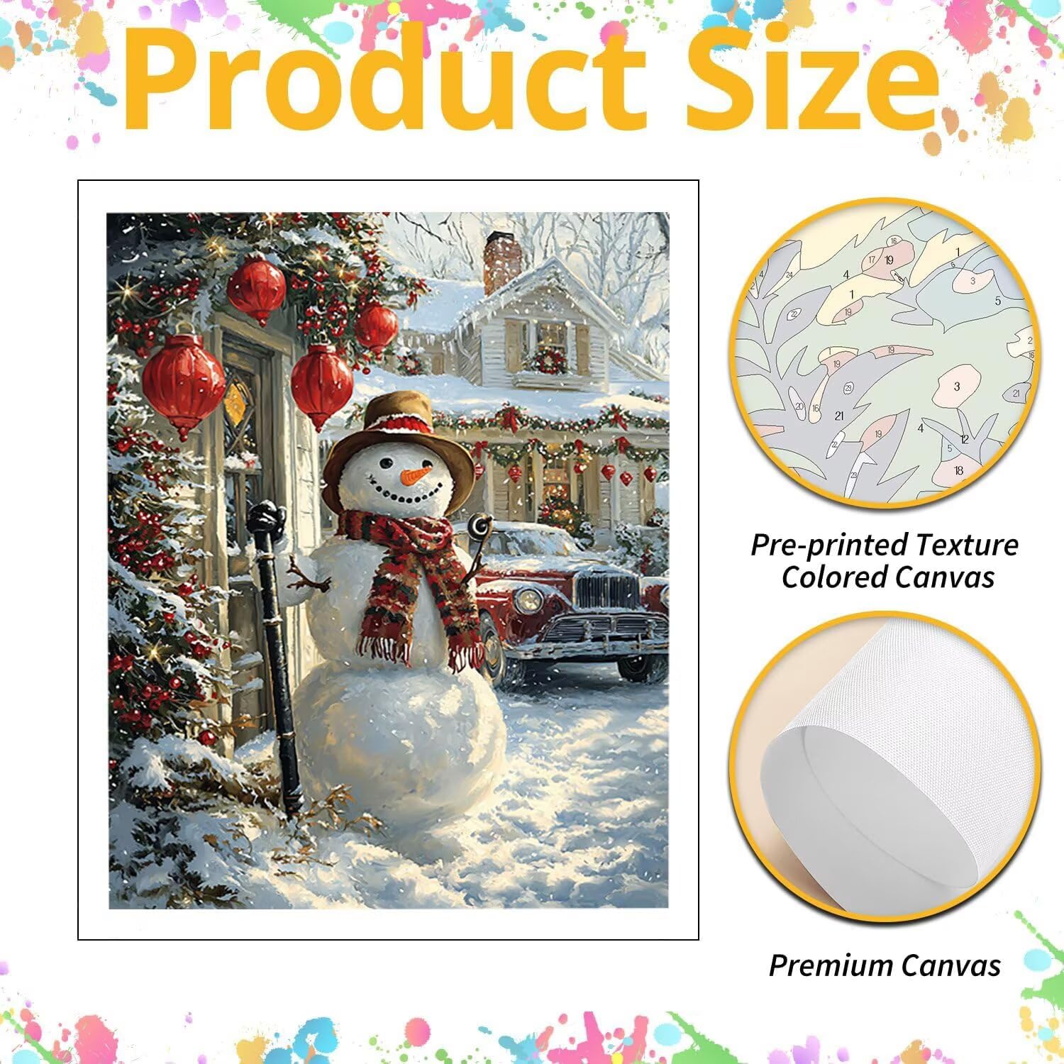 Pupazzo di neve di Natale Dipingere con i Numeri per Adulti, 70x90cm a-880