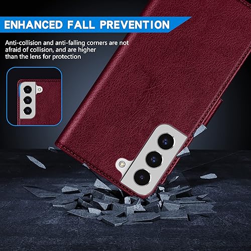 Miniatura 7 de ZZXX Funda tipo cartera para Samsung Galaxy S22 con bloqueo RFID, ranura para tarjetas, función atril, cierre magnético, funda protectora de cuero