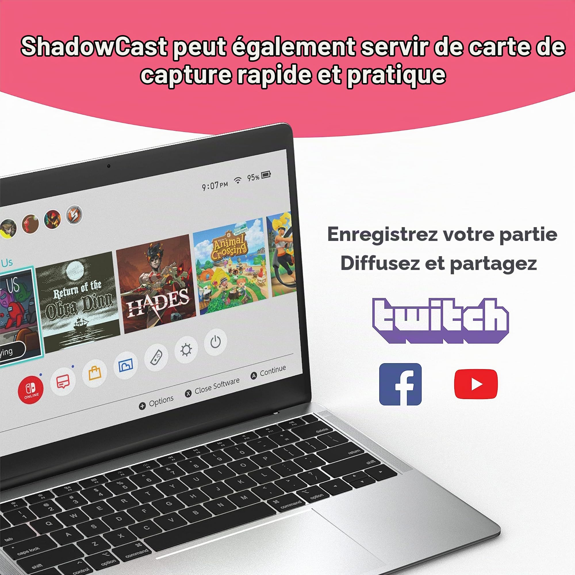 Genki ShadowCast Console de Jeu sur Votre Ordinateur Portable