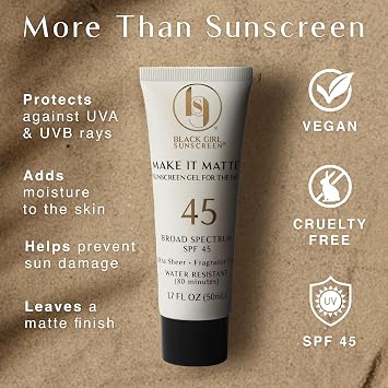 Black Girl Sunscreen Make It Matte SPF 45 Gel for Face - 1.7 Fl Oz (2 Pack)