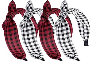 Red and Black Buffalo Plaid Christmas Headbands