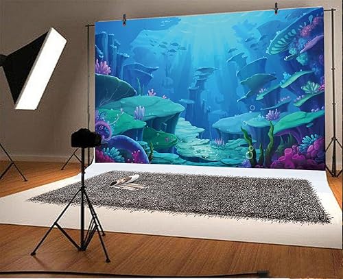 Telones de fondo de fotografía de Sirenita - Fondo para fotos - Fondo de Yeele de 7 x 5 pies, fondo de princesa sirena oceánica, imagen de fiesta de