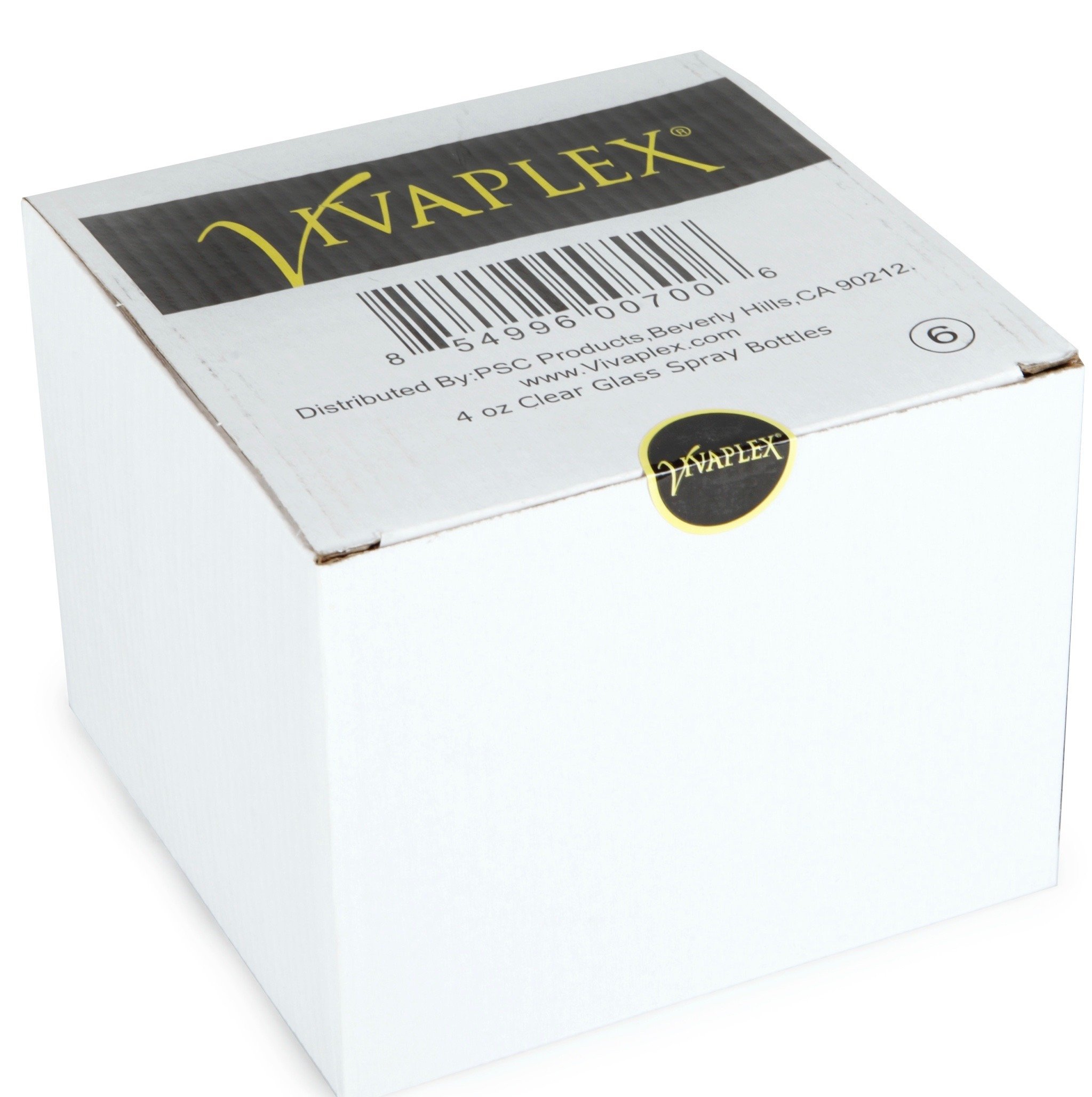 Vivaplex - VM4-6, 6, przezroczyste, 100 ml szklane butelki, z czarnym rozpylaczem drobnej mgły