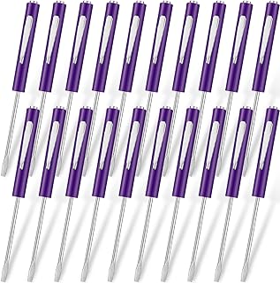 20 Pcs Pocket Screwdriver Mini Tops and Pocket Clips Pocket Screwdriver Magnetic Slotted Screw Driver Mini Screwdriver Pocket Screwdriver with Magnet for Mechanical Electrician Technician (Purple)