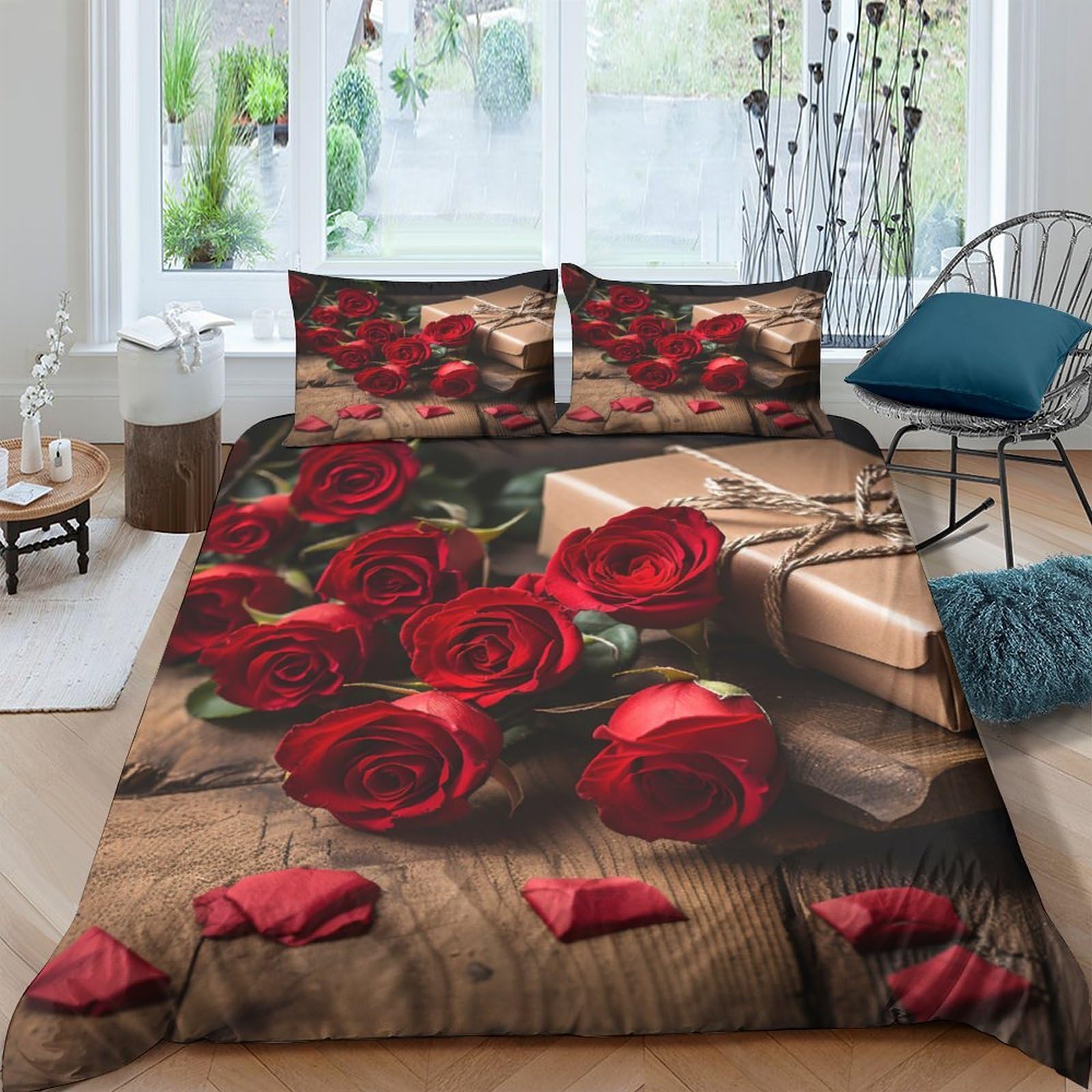 Housse de couette fleur IOFEER 220x240cm pour un lit king printanier
