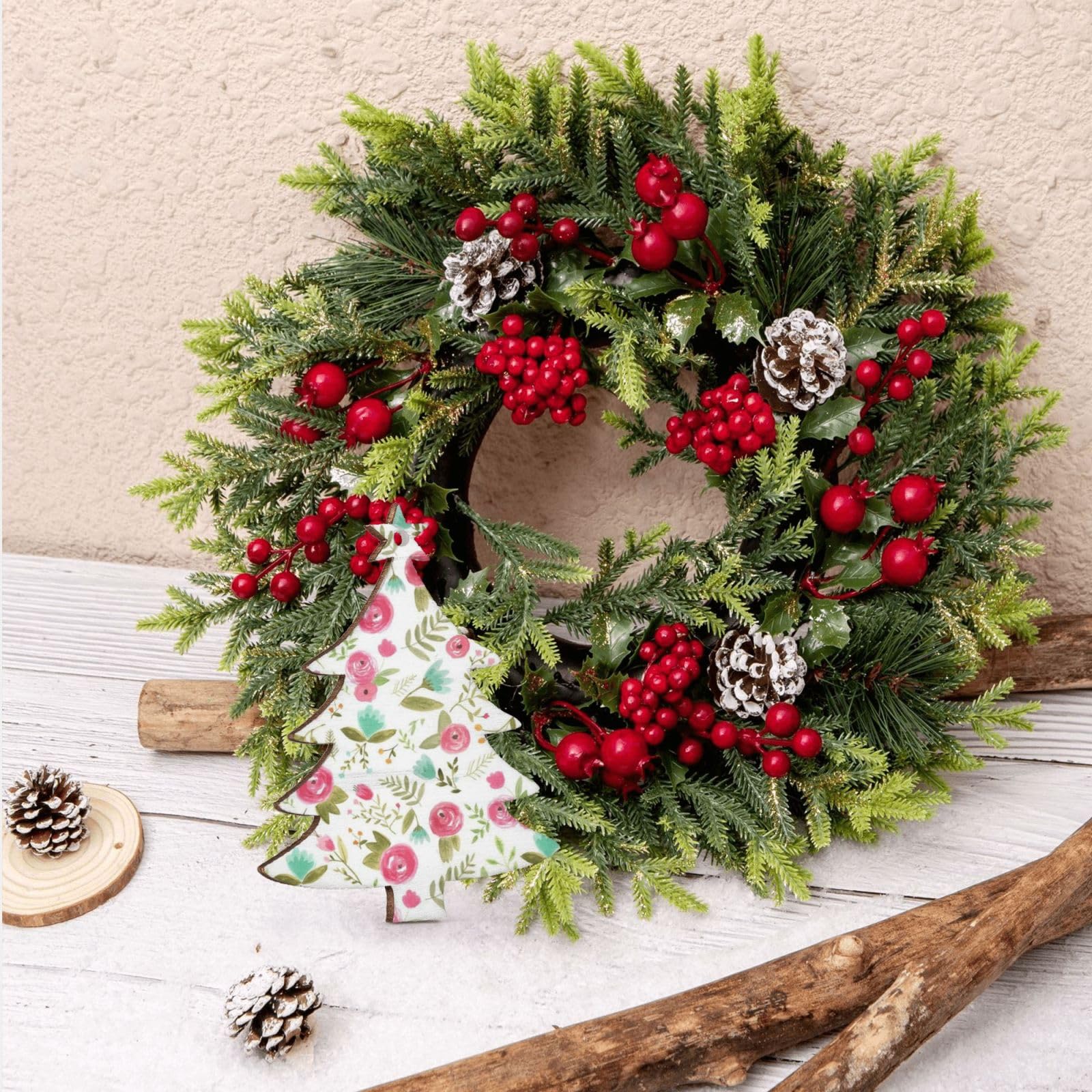 Jollyboom Ornamenti natalizi in legno rosa, 24 pezzi ornamenti da
