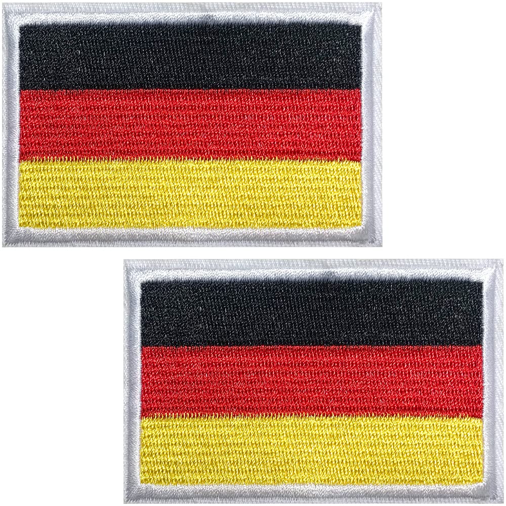 Tornado-Storm 2 Pieces Germany National Flag Embroidered Patches, Sew on/Iron on Patch Decoration Appliques for Clothes, Dress, Jeans, Hat, Backpacks, DIY Accessories Badge (Germany)