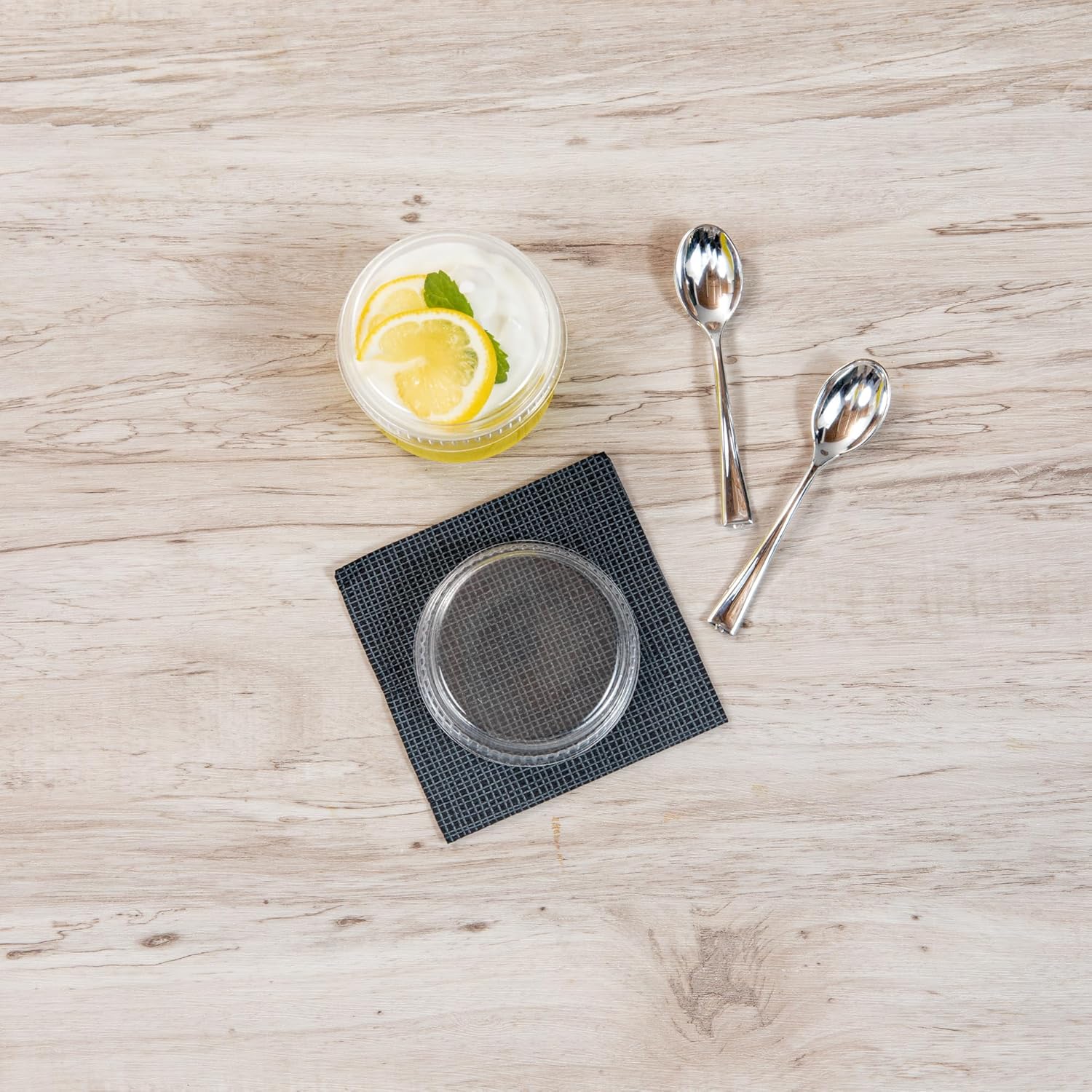 Restaurantware LIDS ONLY: Chef 101 2.7 x 2.4 x 0.7 Inch Dome Lids, 100 Disposable Transparent Covers - Dessert Cups Sold Separately, No Straw Hole, Clear Plastic Dome Lid, Ideal For Takeaways