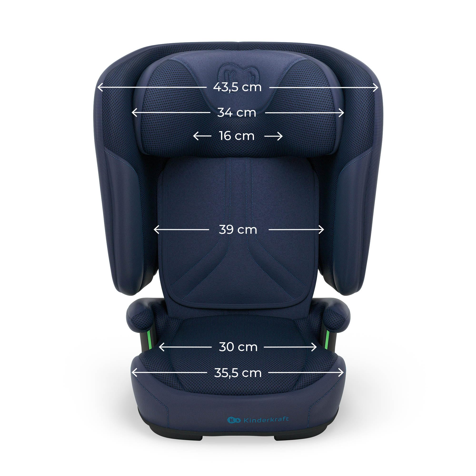 Kinderkraft UNITY 2, Fotelik 100–150 cm dla dzieci 3,5–12 lat, 5-stopniowa regulacja oparcia, Składany, ISOFIX, systemy SPS+ i H-GUARD, Tapicerka AIR FLOW, Łatwe czyszczenie, Niebieski