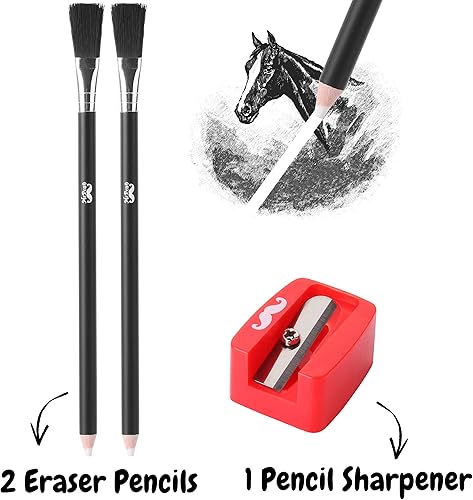 Miniatura 2 de Mr. Pen - Lápiz borrador con pincel, 3 piezas, 2 lápices de borrador, 1 sacapuntas, juego de artista y dibujo