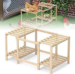 Flehomo Poleiro de frango, barras de madeira com escada para galinheiro e academia de galinhas, brinquedo para pintinhos e galinhas
