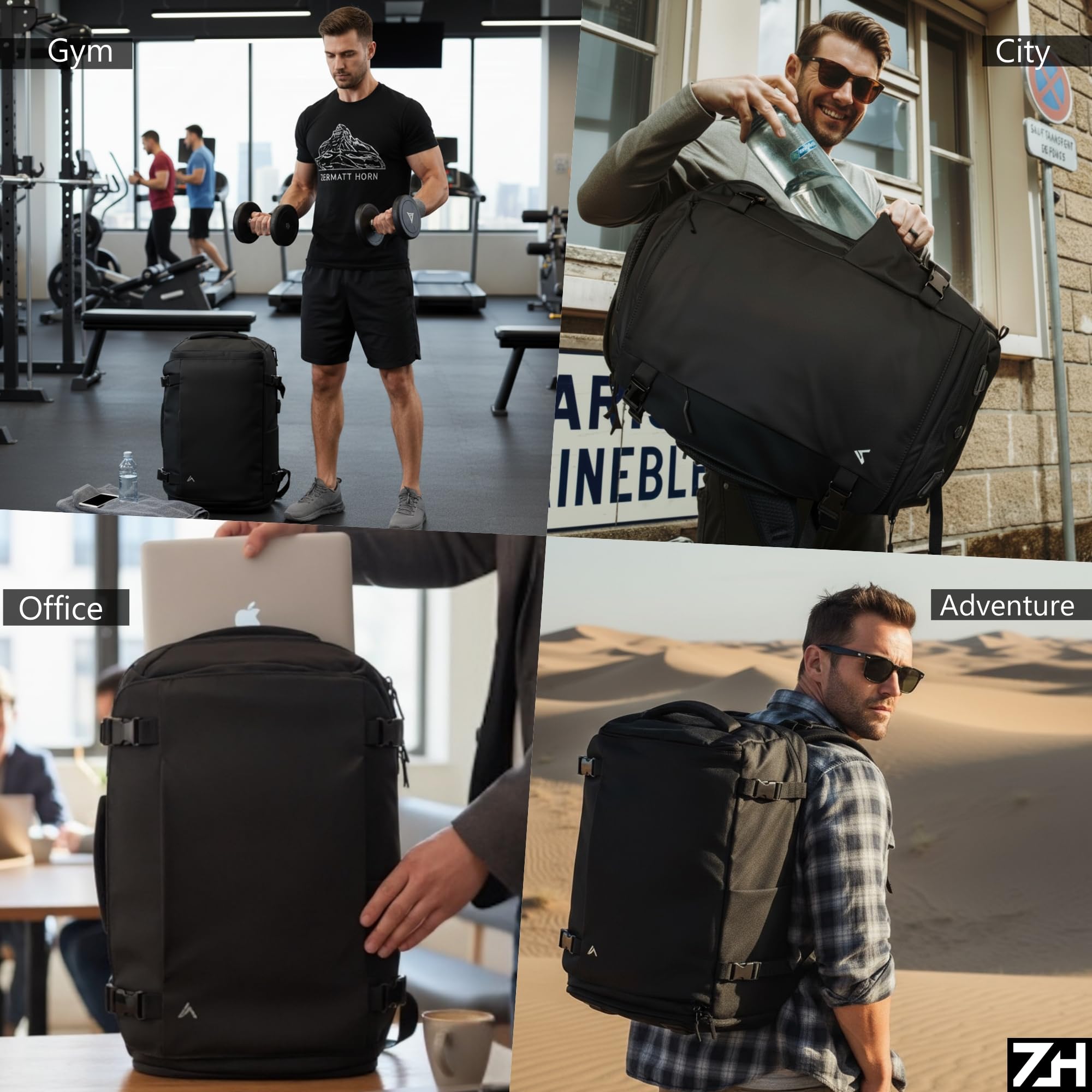 +Zermatt-Horn Rucksack herren Reise-Rucksack 35L | Laptop 15-17 Zoll. Kabinenrucksack Handgepäck mit Vakuumtasche | Flugzeug Reisen got bag reiserucksack