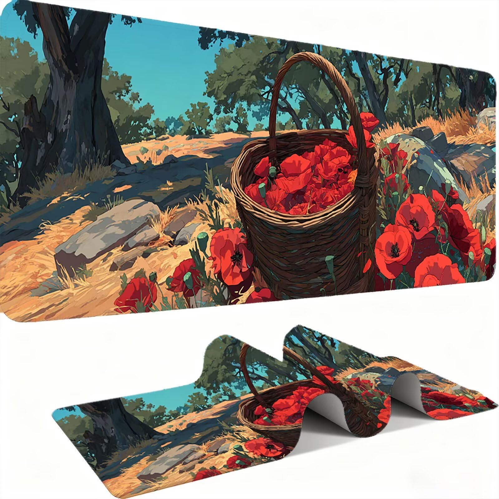 Podkładka pod mysz 1200x600mm Podkładka pod mysz dla graczy, podkładka pod mysz na biurko ultra cienka antypoślizgowa gumowa podstawa zmywalna prędkość ulepszona precyzja komputer, praca - mak kosze