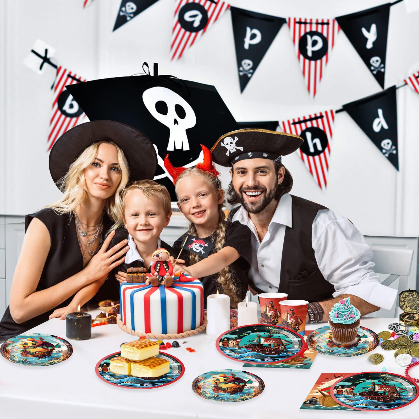Piraten feestservies, piratenverjaardagsdecoratie, piratenverjaardagsdecoratie, piratenverjaardagsdecoratie, piratenfeestservies, set met borden, bekers, servetten, tafelkleed, voor 10 gasten Piraten feestservies, piratenverjaardagsdecoratie, piratenverjaardagsdecoratie, piratenverjaardagsdecoratie, piratenfeestservies, set met borden, bekers, servetten, tafelkleed, voor 10 gasten