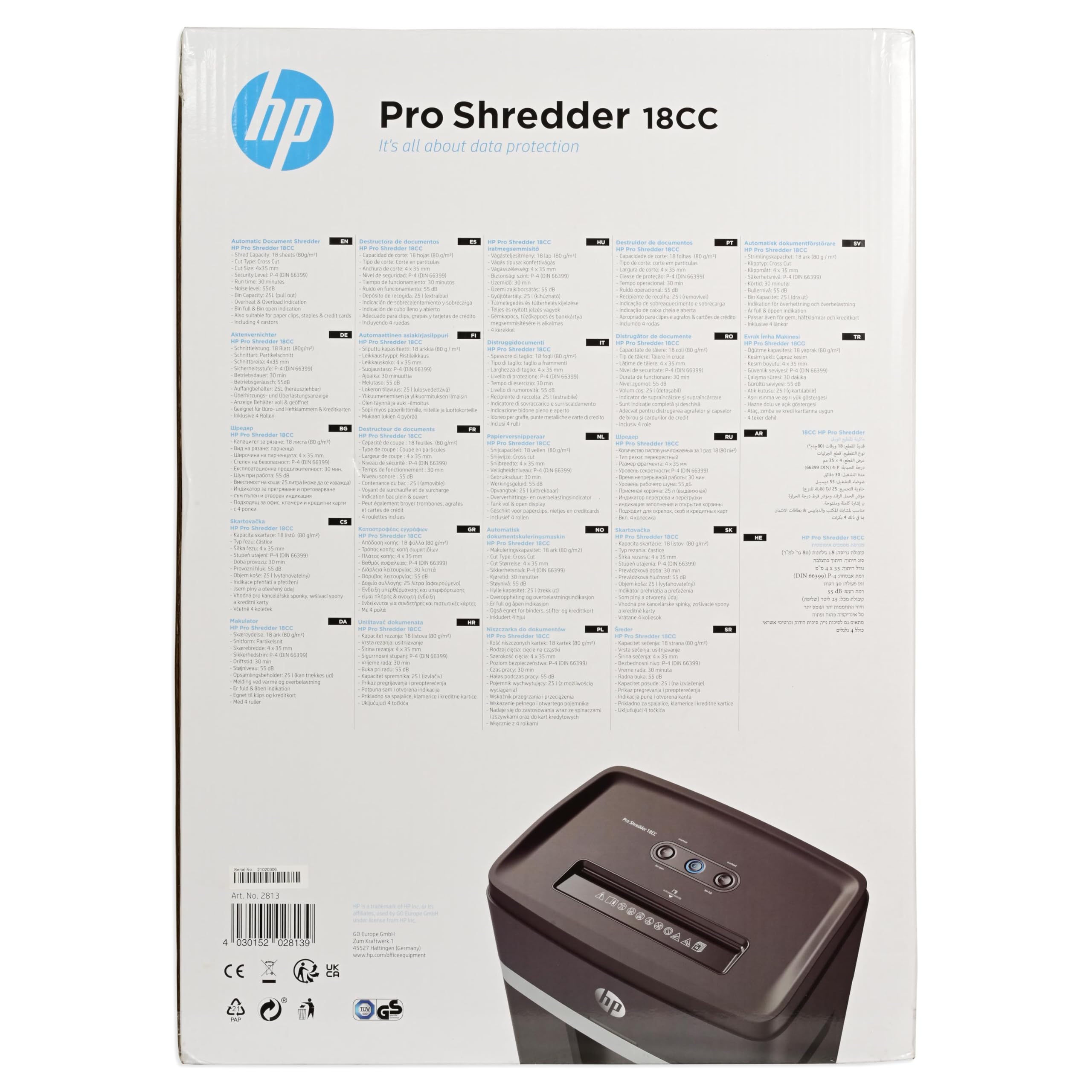 HP Pro Shredder 18CC niszczarka dokumentów