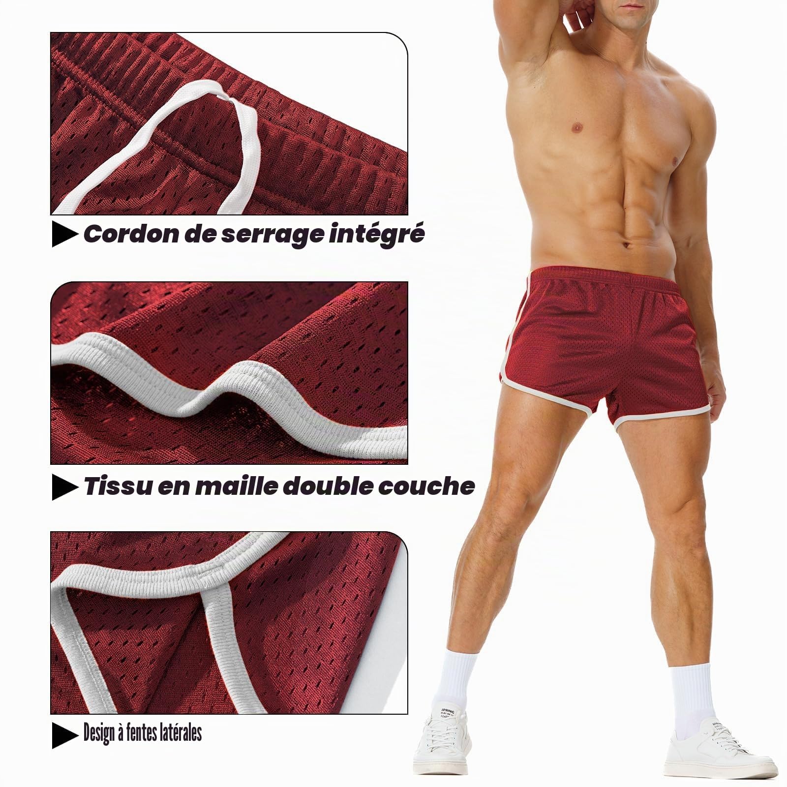AIMPACT Short de Course pour Homme de 3 Pouces Short Sport Homme Respirant de Rugby Jogging Fitness Training Tennis