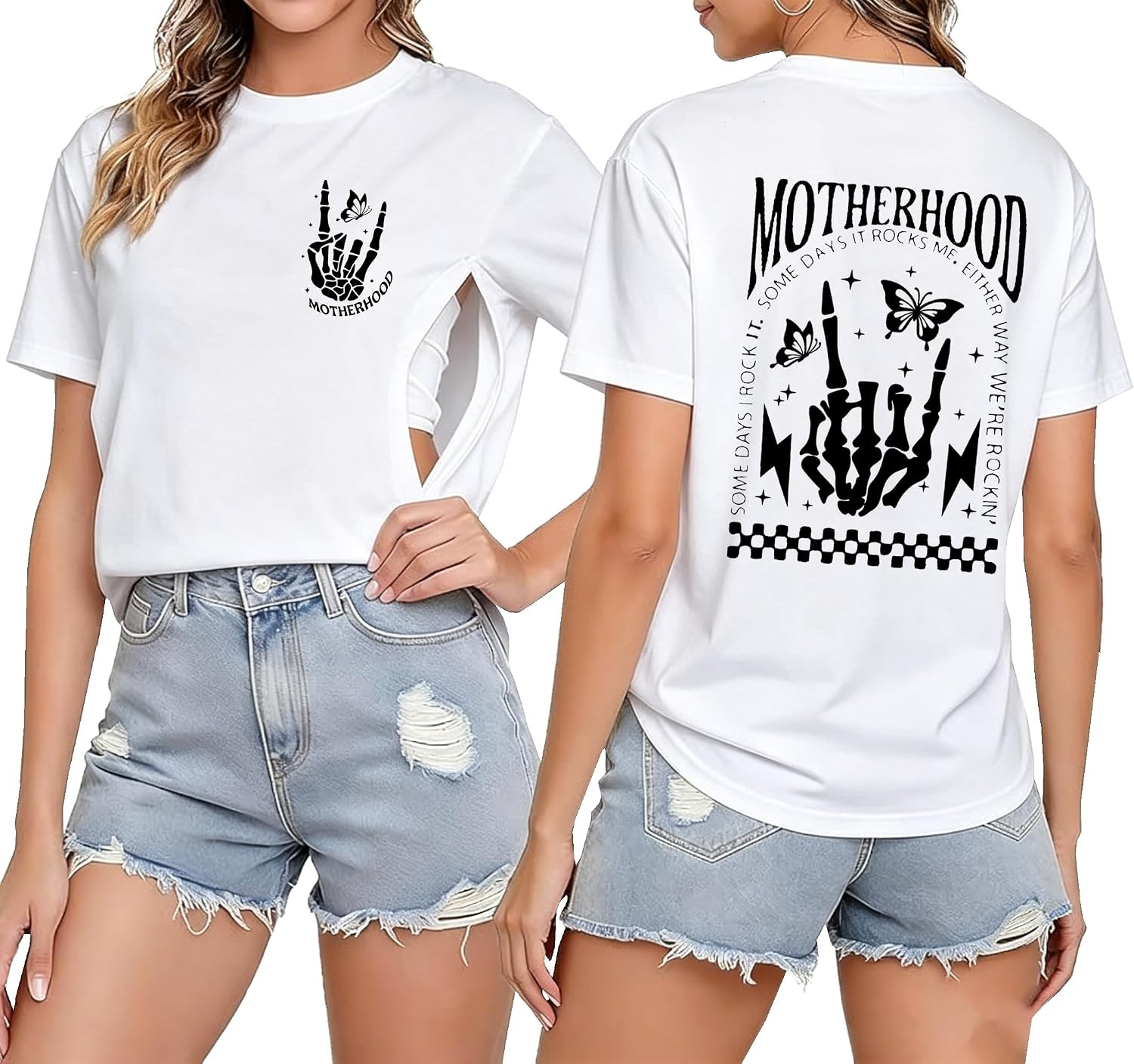 Breastfeeding Shirts for Women Zipper Nursing Maternity Shirt Motherhood Breast Feeding Friendly Tee