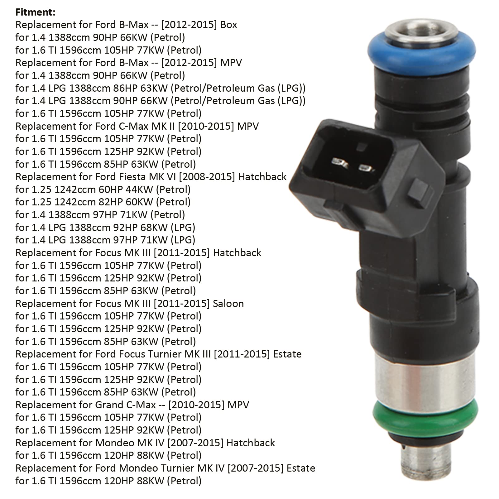 0280158207 Iniettore di Carburante Professionale di Alta Precisione di Ricambio Per Ford Focus Fiesta B-Max C-Max Turnier Per Accessori Auto