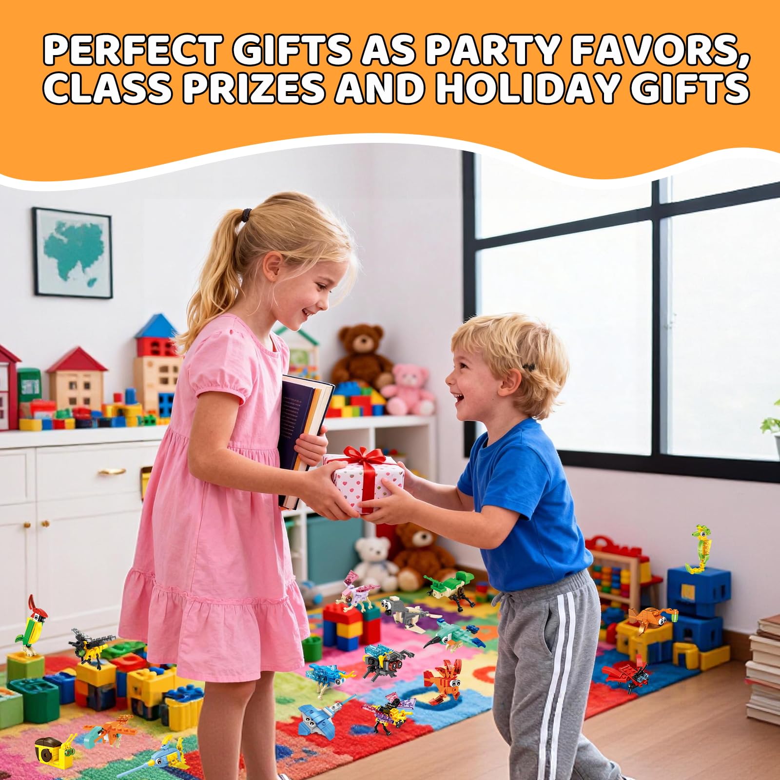Party Favors klocki dla dzieci w wieku 4-8 lat, zestaw mini klocków do budowania małych zwierząt, 36 opakowań