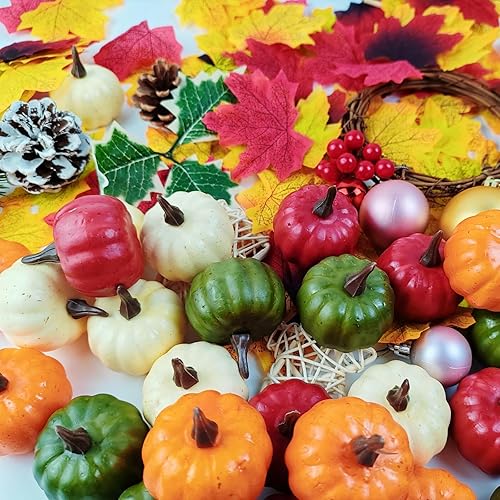 Miniatura 5 de 20 mini calabazas artificiales, decoración de calabazas de simulación de cosecha de otoño, fruta falsa, decoración del hogar para Halloween,